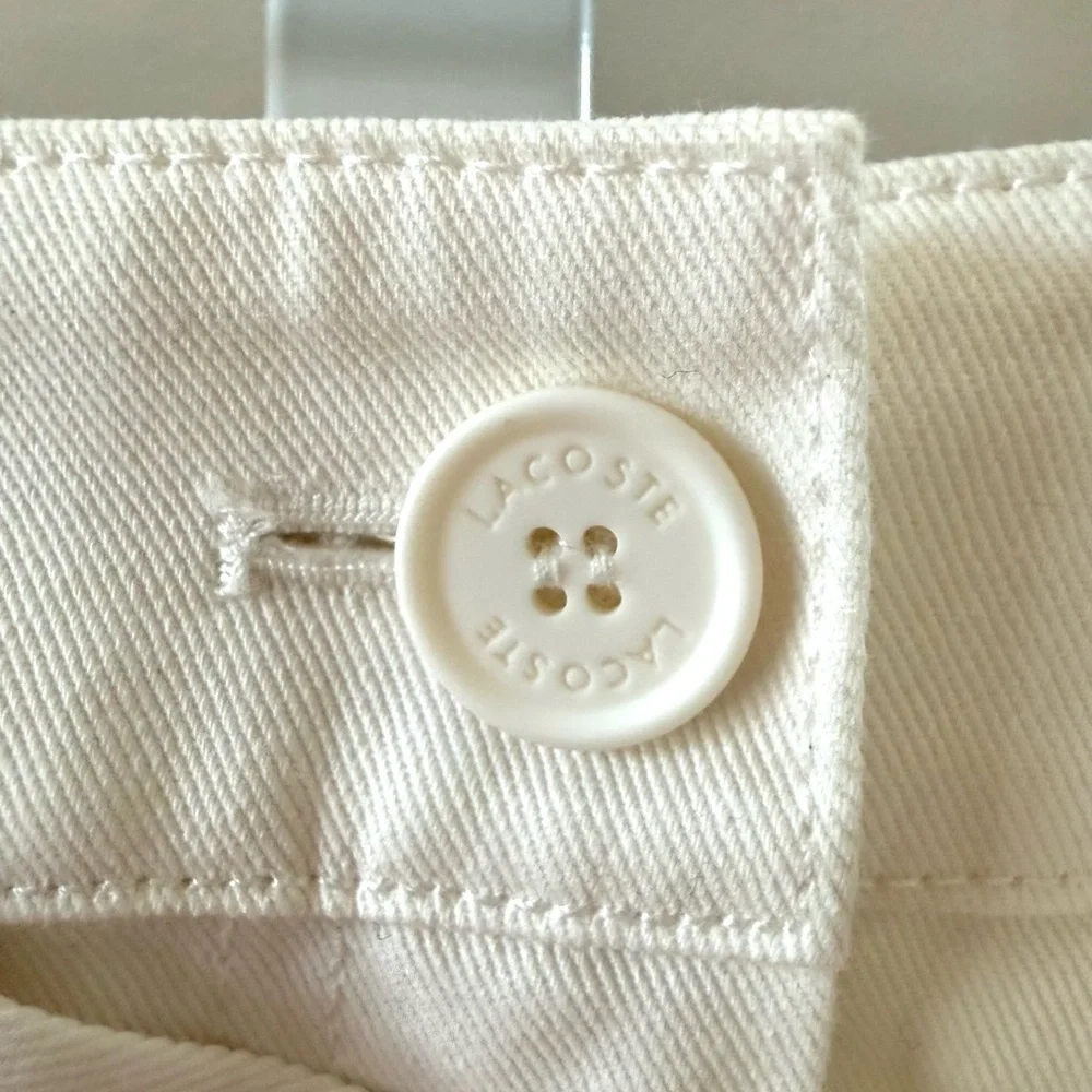 Lacoste White Belted A-Line Skirt Size 40 Chic Preppy Classic 100% Cotton